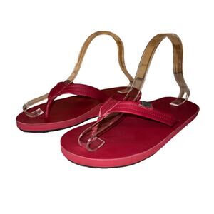 EMU Shorem All Red Leather Flip Flop Sandals Naturally Australian Size 7